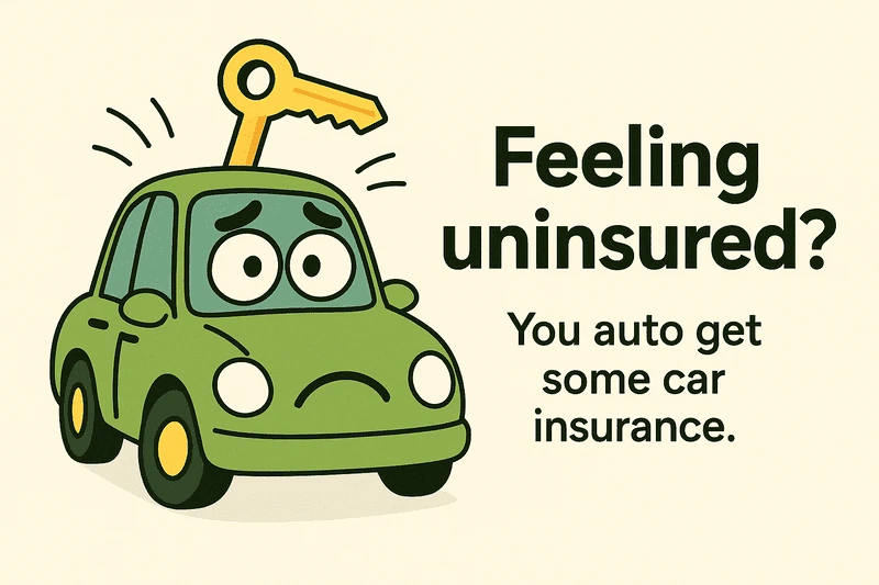 funny car graphic of car feeling uninsured